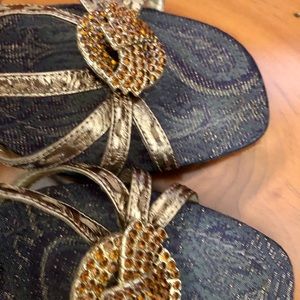 Bronze Metallic Leather Strappy  Sandal